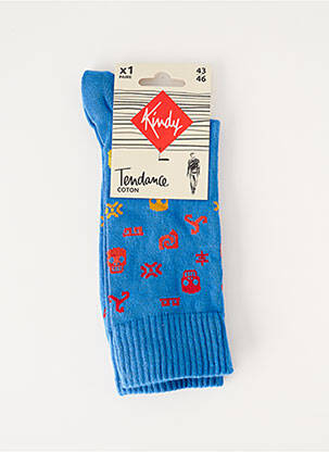 Chaussettes imprimé fantaisie bleu KINDY homme