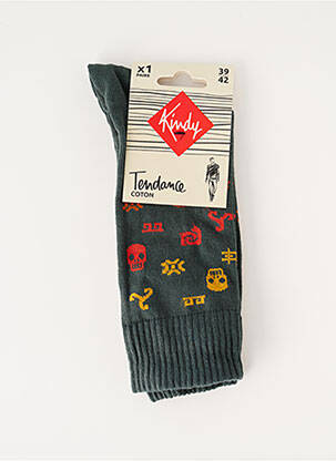 Chaussettes imprimé fantaisie vert KINDY homme