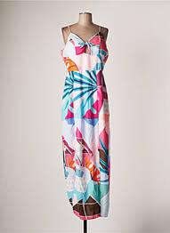 Robe longue manches bretelles ajustables fines bretelles bleu SOVOGUE femme