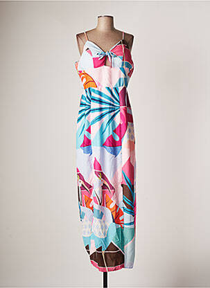 Robe longue manches bretelles ajustables fines bretelles bleu SOVOGUE femme