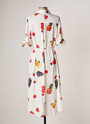 Robe mi-longue coupe fluide manches courtes blanc SOVOGUE femme