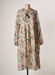 Robe mi-longue coupe fluide manches longues vert PURPLE QUEEN femme