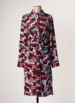 Robe mi-longue coupe fluide manches longues bleu SOVOGUE femme
