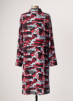 Robe mi-longue coupe fluide manches longues bleu SOVOGUE femme