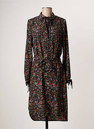 Robe mi-longue coupe fluide manches longues noir MARGVERY femme