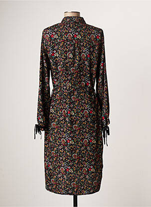 Robe mi-longue coupe fluide manches longues noir MARGVERY femme