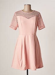 Robe courte fermeture zippée au dos manches courtes rose SOVOGUE femme