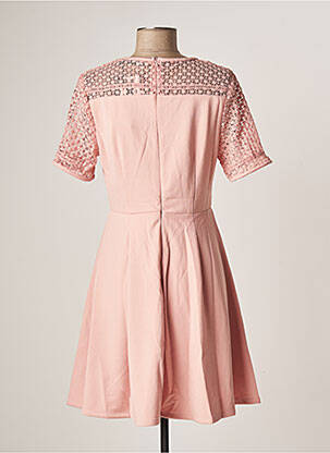 Robe courte fermeture zippée au dos manches courtes rose SOVOGUE femme
