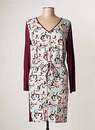 Robe mi-longue imprimé fantaisie manches longues rouge LA FIANCEE DU MEKONG femme