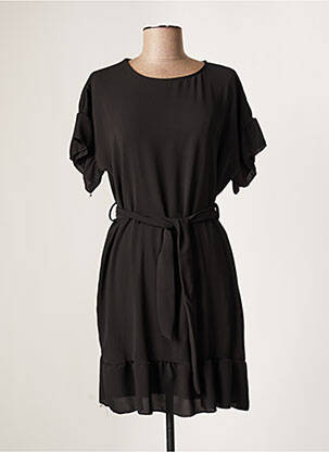 Robe courte coupe évasée manches courtes noir FREE femme