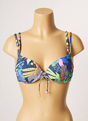 Haut de maillot de bain stretch haut soutien-gorge moulé bleu CHERRY BEACH femme