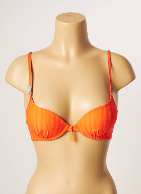 Haut de maillot de bain stretch haut soutien-gorge push-up orange CHERRY BEACH femme