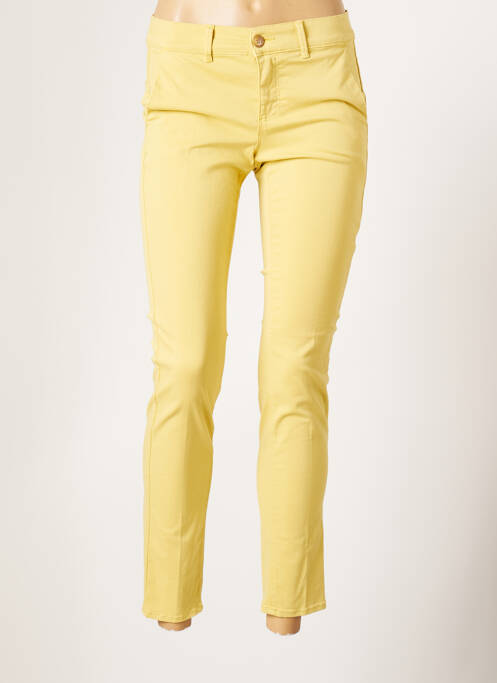 Pantalon 7/8 stretch taille normale jaune HAPPY femme