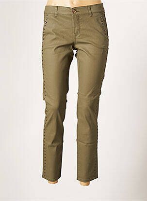 Pantalon 7/8 stretch taille normale vert HAPPY femme