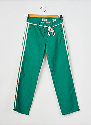 Pantalon chino broderie galons latéraux taille normale vert HAPPY femme