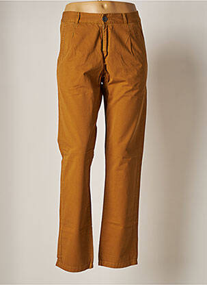 Pantalon chino fermeture zippée sous rabat boutonné taille normale marron DR DENIM femme