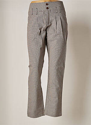 Pantalon chino fermeture zippée sous rabat boutonné taille normale marron 2 TWO femme