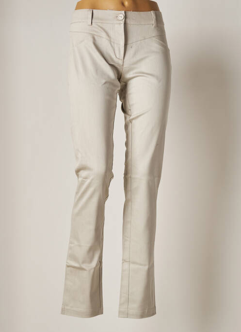 Pantalon chino fermeture zippée sous rabat boutonné taille normale gris ST-MARTINS femme