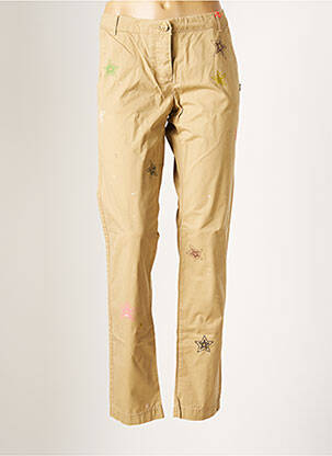 Pantalon chino fermeture zippée sous rabat boutonné taille normale beige MAISON SCOTCH femme