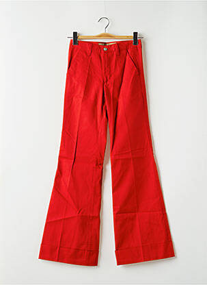 Pantalon chino fermeture zippée sous rabat boutonné taille haute rouge FREEMAN T.PORTER femme