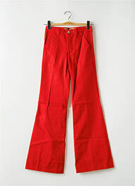 Pantalon chino fermeture zippée sous rabat boutonné taille haute rouge FREEMAN T.PORTER femme