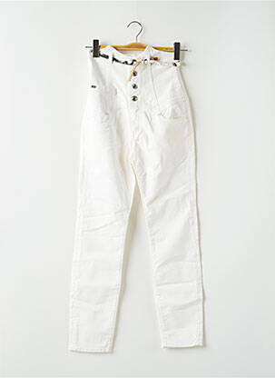 Jeans coupe droite broderie rivets taille haute blanc MISS SIXTY femme