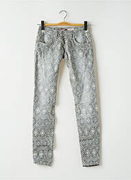 Pantalon slim broderie rivets taille basse bleu PLEASE femme