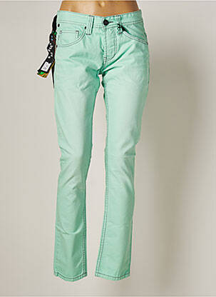 Jeans coupe slim broderie rivets taille normale vert ONE GREEN ELEPHANT femme
