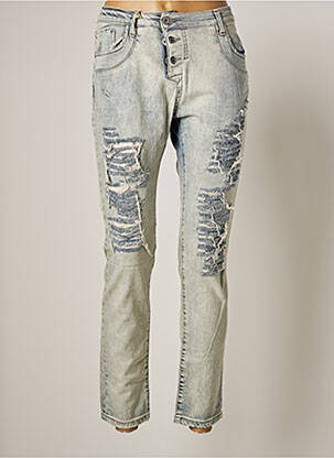 Jeans coupe slim broderie rivets taille normale bleu PLEASE femme