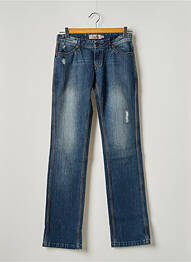 Jeans coupe droite effet usé délavé taille normale bleu SCHOOL RAG femme