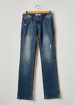 Jeans coupe droite effet usé délavé taille normale bleu SCHOOL RAG femme