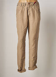 Pantalon droit fermeture zippée sous rabat boutonné taille normale beige FIVE PM femme
