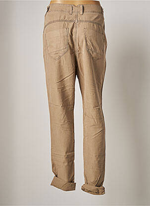 Pantalon droit fermeture zippée sous rabat boutonné taille normale beige FIVE PM femme