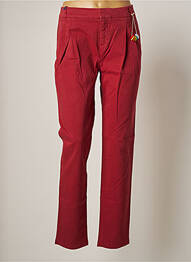 Pantalon chino fermeture zippée sous rabat avec crochet taille normale rouge LEON & HARPER femme