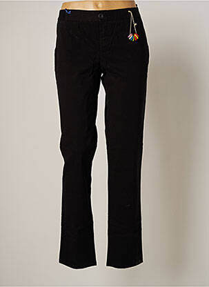 Pantalon chino fermeture zippée sous rabat boutonné taille normale noir LEON & HARPER femme