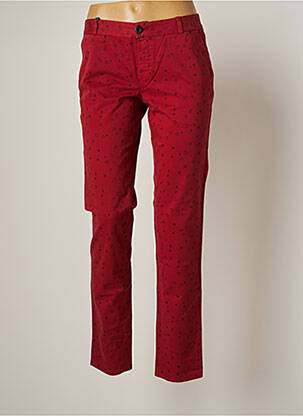 Pantalon chino fermeture zippée sous rabat boutonné taille normale rouge LEON & HARPER femme