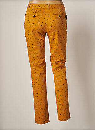 Pantalon chino fermeture zippée sous rabat boutonné taille normale jaune LEON & HARPER femme