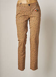 Pantalon chino fermeture zippée sous rabat boutonné taille normale beige LEON & HARPER femme