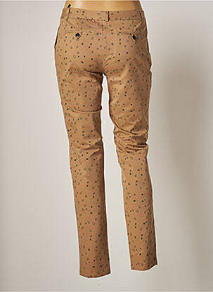 Pantalon chino fermeture zippée sous rabat boutonné taille normale beige LEON & HARPER femme