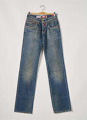 Jeans coupe droite effet usé délavé taille basse bleu TAKE TWO femme
