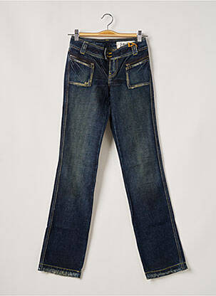 Jeans coupe droite effet usé délavé taille basse bleu TEDDY SMITH femme