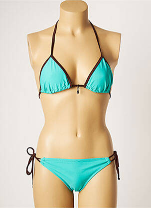 Maillot de bain 2 pièces stretch haut triangles bleu LITTLE MARCEL femme