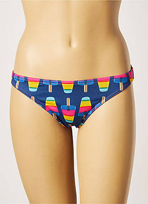 Bas de maillot de bain imprimé fantaisie culotte bleu PULL IN femme