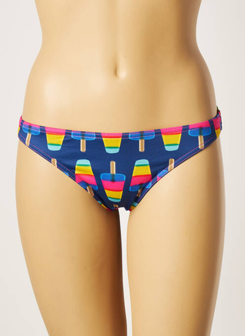 Bas de maillot de bain imprimé fantaisie culotte bleu PULL IN femme