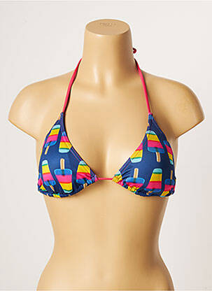 Haut de maillot de bain stretch haut soutien-gorge avec mousse de rembourrage amovible bleu PULL IN femme