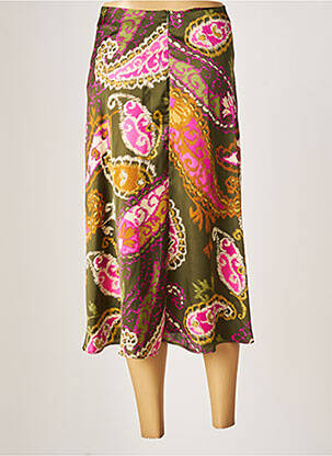 Jupe longue fermeture zippée au dos vert OPULLENCE femme