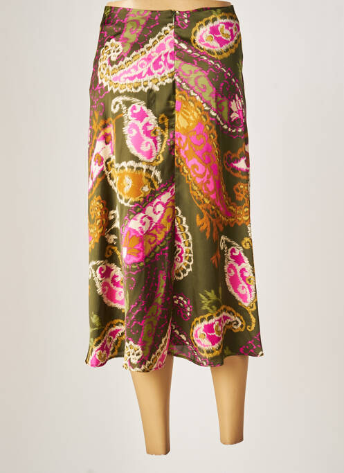 Jupe longue fermeture zippée au dos vert OPULLENCE femme