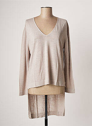 Pull tunique tissage chiné manches longues gris POLES femme
