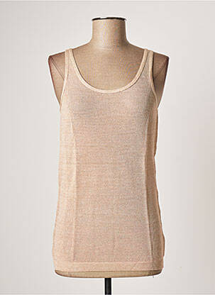 Pull maille ajourée sans manche rose POLES femme