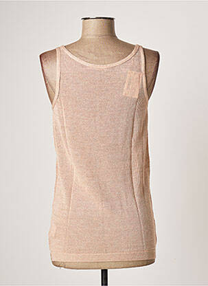 Pull maille ajourée sans manche rose POLES femme